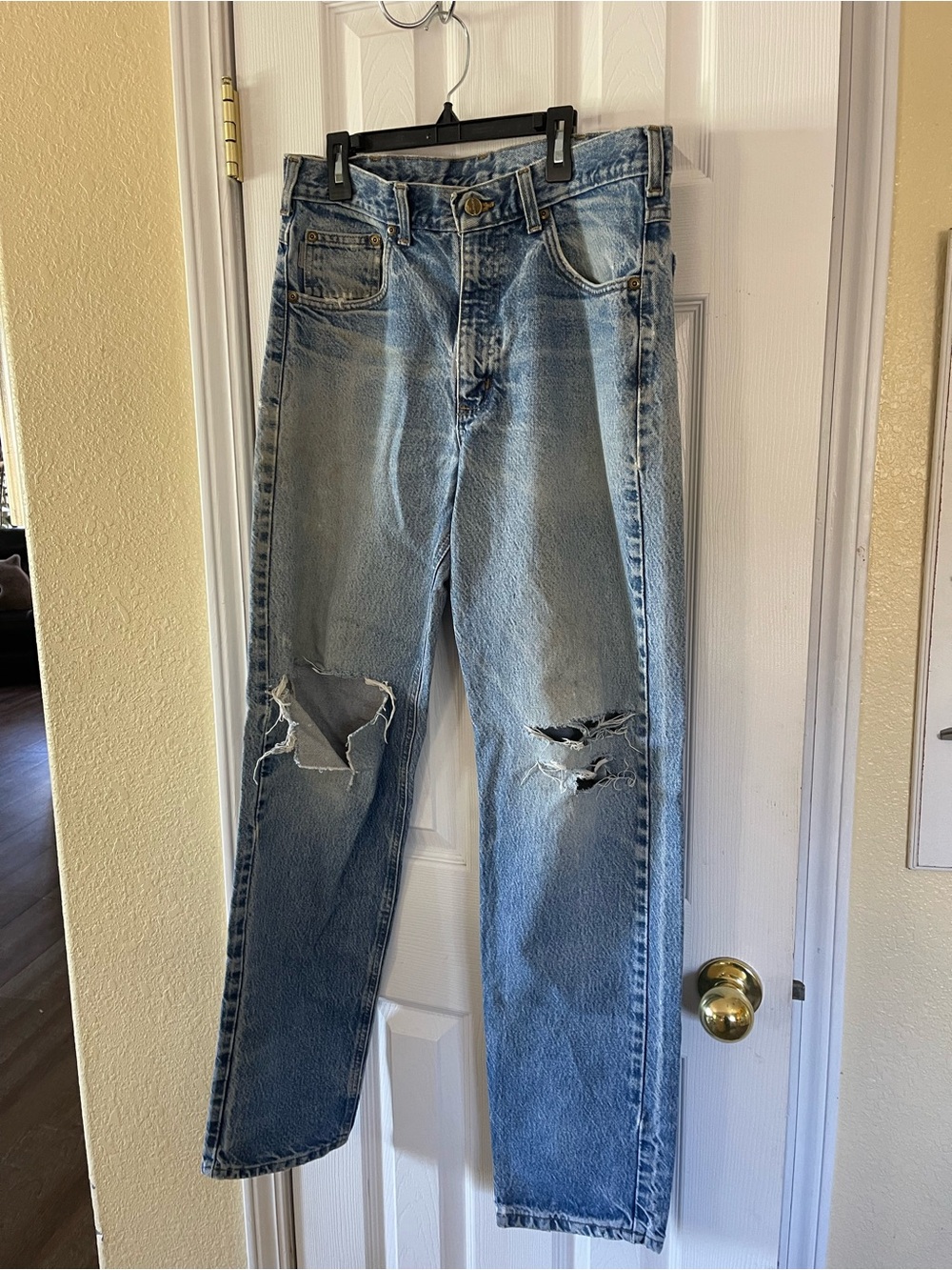 Vintage Y2K Carhartt Light Blue Straight Leg Ripped Jeans